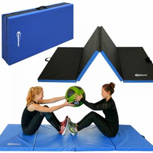 Eyepower Matelas d'entrainement RG20 240x120x5cm épais Pliant Portable Bleu-Noir