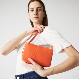 Image de Lacoste Sac baguette griffe cuir grainé Rouge