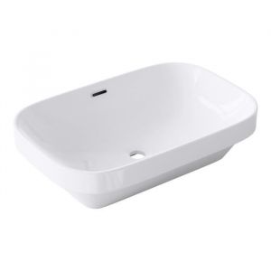 Mai & Mai Lave main &eacute;vier vasque 61x40,5x16cm en c&eacute;ramique blanc rectangulaire lavabo avec trop plein &agrave; poser BR5082
