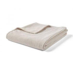 Palerma - plaid - 200x140 cm - en velours c&ocirc;tel&eacute; et velours - Beige