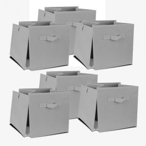 Lot de 6 cube de rangement pliable, coffre de rangement, boîte de rangement en tissu avec poignées coloris gris - Longueur 31 x Profondeur 31 x Hauteur 31 cm -JUANIO -