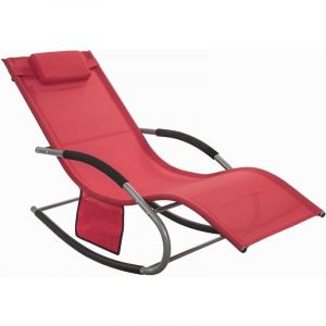 Sobuy Chaise Balançoire Confortable - Rouge - Structure Métallique