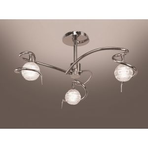 Plafonnier Dali 3 ampoules en chrome 40 W