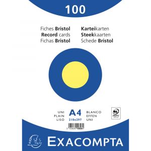 Image de Exacompta Paquet 100 fiches jaune film bristol uni 210x297mm,