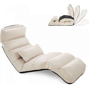 Fauteuil inclinable GIANTEX en simili daim pliable, fauteuil de relaxation rembourré réglable à 5 positions