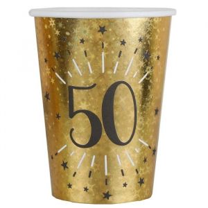 Ruedelafete Sachet de 10 Gobelets âge étincelant métal, 50 ans