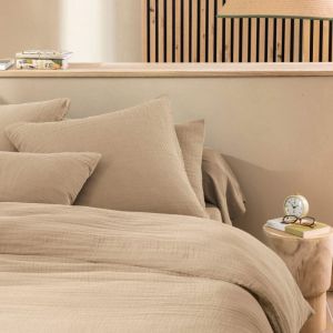 Terre de Nuit Taie d'oreiller 50x70 gaze de coton beige NOA - NOA