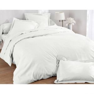 Taie d'oreiller uni Blanc en lin