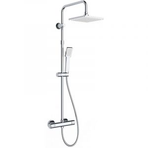 Edouard Rousseau - Colonne de Douche Thermostatique CARR&Eacute;E - Chrom&eacute;e - S&eacute;curit&eacute; Anti-Br&ucirc;lure - Dispositif Anticalcaire