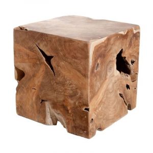 Cube Décoratif Design Teck "Okley" 40cm Naturel Prix