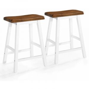 Lot de deux tabourets de bar design chaise siège bois m if 1202055