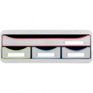 Image de Exacompta Module de classement Toolbox 4 tiroirs Black Office - Blanc/arlequin