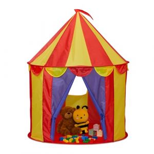 Relaxdays Tente pour Enfants, Prend la Forme d'un chapiteau, Pliable, H x D : 125 x 95 cm, Multicolore