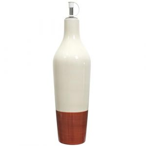 The home deco factory HOME DECO FACTORY, KA0540, Huilier en céramique Bicolore élégant pour huiles et vinaigres, capacité 670 ML, Design Moderne et Pratique, idéal pour la Cuisine et la Table, Orange, Blanc