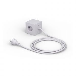 Multiprise &eacute;lectrique avec 3 prises et 2 ports usb gris avolt gotland gray taille 8x8x8 cm