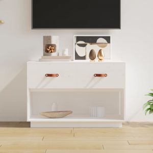 Image de VidaXL Meuble TV Blanc 90x40x60 cm Bois de pin massif