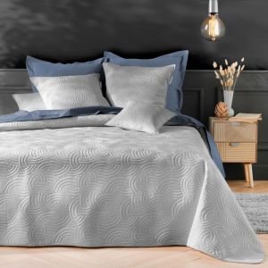 Douceur D'intérieur - Couvre-lit 240x260 cm + 2 housses de coussin 60x60 cm – Velours uni matelassé solange Gris