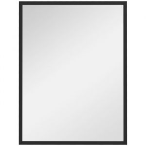 Homcom Miroir mural rectangulaire 80 x 60 cm, cadre en bois noir, id&eacute;al pour la salle de bain, salon ou chambre