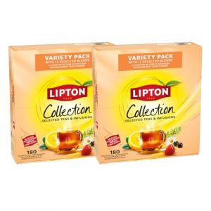 Lipton 2 Coffrets Th&eacute;s et Infusions Selection Feel Good 180 sachets - 12 parfums diff&eacute;rents - Lot de 2x180 sachets