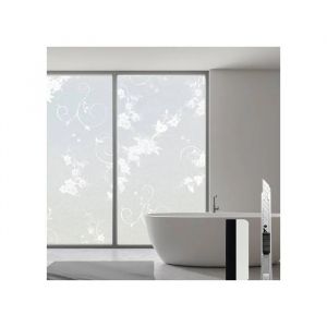 Film de fen&ecirc;tre d&eacute;poli - Antrect - Blanc mat motif orchid&eacute;e - 60x400 cm - Adh&eacute;rence statique anti-UV/IR