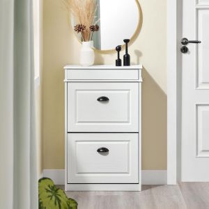 Sobuy Meuble Chaussure Rangement Chaussure avec 2 Abattants, Armoire à Chaussures Entrée Meuble à Chaussures Range Chaussures 8 Paires pour Couloir