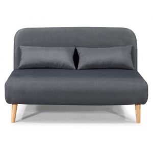 Image de BEDZ Banquette BZ 2 places Tissu gris anthracite Style scandinave L 132 x P 90 cm