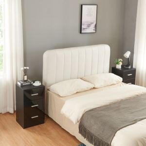 [en.casa] - Set de 2 tables de chevet Aurdal avec 3 tiroirs panneau de particules 66 x 37 x 35 cm noir brillant