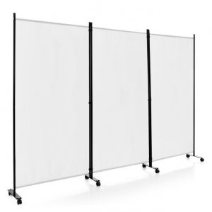 Paravent intérieur avec 3 panneaux amovibles 262x180cm Cloison avec 8 roulettes Cadre en fibre de polyester Fer