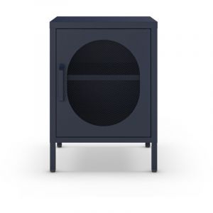 DRAWER Table de chevet 1 porte en métal - Bleu nuit - Zio