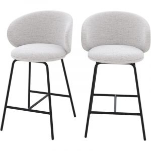 Rendez Vous Déco Chaise pour îlot central en tissu gris clair 68 cm (lot de 2) - cécilia
