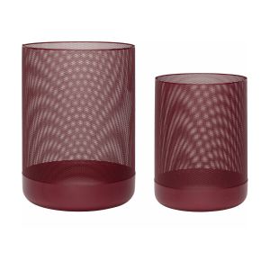 2 Paniers ronds en m&eacute;tal bordeaux - H&uuml;bsch