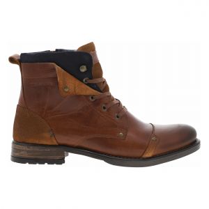 Redskins Bottines en cuir cognac &agrave; semelle antid&eacute;rapante et &agrave; lacets plats