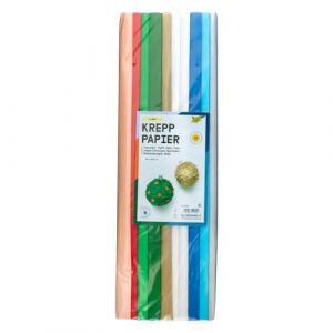 Folia Lot de 10 crêpe-Assortiment X-Mas, Chaque Rouleau d'environ 50 x 200 cm, Papier très élastique et Fin, avec Une Surface inégale et Rugueuse, 10263698, Bleu