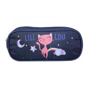 Bagtrotter trousse scolaire rectangulaire lili lou bleu