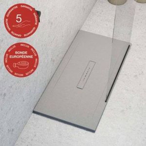 Receveur de douche Poalgi, extraplat, gris humo, L.90 x l.120 cm, s&eacute;rie Clay