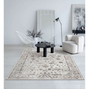 The Carpet - Mila tapis salon moderne court poil brillant crème, 120 x 170 cm