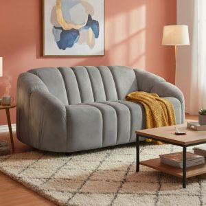 Canap&eacute; 2 places design Sidonie Velours Gris