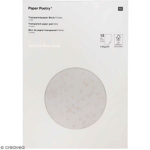 Rico Design Bloc papier scrap transparent - Hot Foil Rose Gold - Points or rose - A4 - 12 pcs