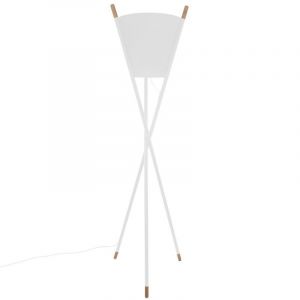 Image de Atmosphera Lampadaire trépied métal bois blanc H165