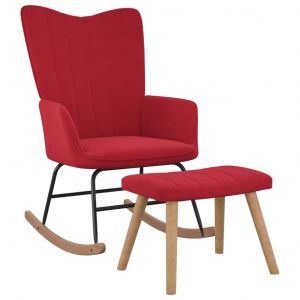 VidaXL Chaise ? bascule avec repose-pied Rouge bordeaux Velours