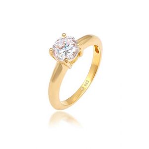 Elli Bague Femmes Solitaire Classique avec cristal de zirconium en argent sterling 925