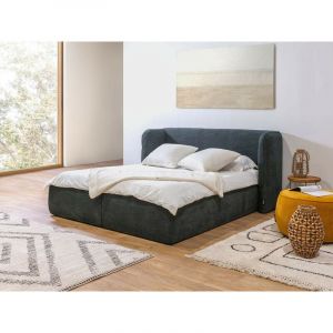 Bobochic Lit Lit coffre Lit coffre louise avec tête de lit rembourrée 180x200 Bleu foncé - Bleu foncé