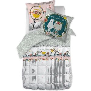 Easy Dort Couette imprim&eacute;e 140x200 cm enfant - Coton Motif Jardinage