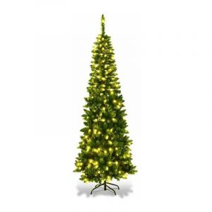 Arbre de Noël Artificiel LED 200 cm avec 250 L ières Sapin Artificiel avec 708 Branc s, et Support Métallique Pliable Costway