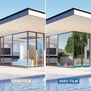 Dimexact Film Solaire Anti Chaleur Électrostatique, Film Réfléchissant, Argent Foncé, 75% De Rejet Solaire, De L : 1.20 M X H : 0.5 M, En Rouleau
