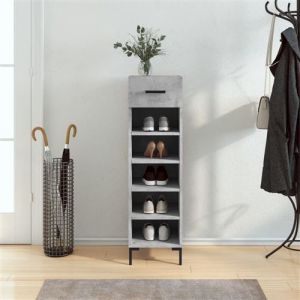 VidaXL Armoire à Chaussures, Étagère à Chaussures avec Tiroir et Pieds, Meuble à Chaussures avec 5 Compartiments Salon, Gris Béton Bois d'Ingénierie