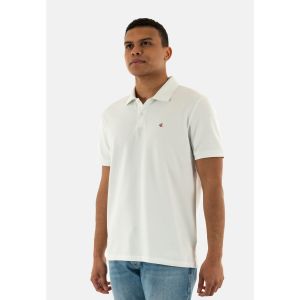 Calvin Klein Polo Manches Courtes Homme Monogram Pique en Coton, Blanc (Blanc De Blanc), XL