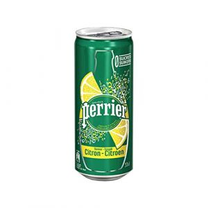 Perrier Eau minérale naturelle gazeuse aromatisée au citron - Les 6 canettes de 33cl