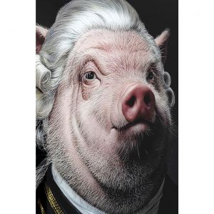 Image de Kare Design Tableau en verre Cochon gentleman 120x120cm