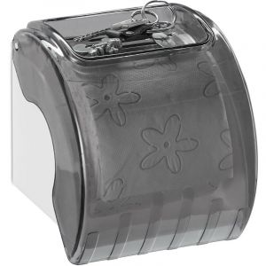 Relaxdays Porte-papier toilette avec rangement et couvercle, support en plastique HxLxP: 15 x 13,5 x 15 cm, gris-vert